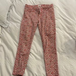 Hudson size 30 red floral skinny jeans